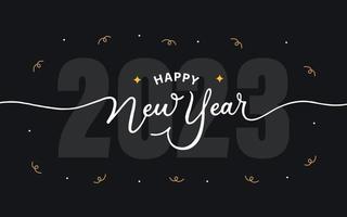 Happy new year 2023 lettering background with confetti decorations vector