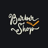 Vintage lettering barbershop logo design vector