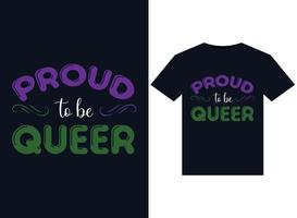 orgulloso de ser ilustraciones queer para el diseño de camisetas listas para imprimir vector