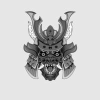 Black tattoos Samurai mask Oni Devil Japanese Traditional warrior helmet illustration. Military and history concept for symbols and emblems templates Suitable for tattoos vector