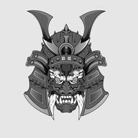 tatuajes negros samurai máscara oni diablo japonés tradicional guerrero casco ilustración. concepto militar e histórico para plantillas de símbolos y emblemas adecuados para tatuajes vector