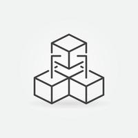 Three Connected Blocks - Blockchain linear vector concept icon