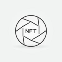 obturador con icono de vector de contorno nft. signo de token no fungible