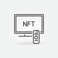 nft tv o icono de concepto de línea delgada de vector de video de token no fungible