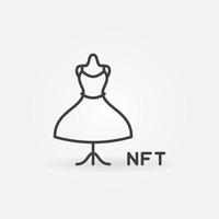 icono de línea de concepto de vector de moda nft - signo de vestido de mujer token no fungible