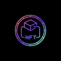 Non-Fungible Token Technology or NFT vector concept round colored line icon