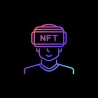 NFT VR vector concept line colorful icon - Virtual Reality sign