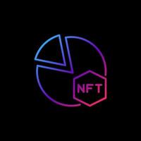 icono colorido del contorno del gráfico circular nft - signo de vector de comercio criptográfico de token no fungible