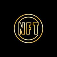 NFT Technology vector round outline golden icon. Cryptocurrency linear sign