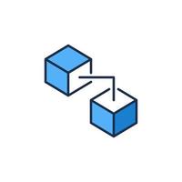 Two Connected Blocks modern icon. Blockchain Technology vector concept blue symbol