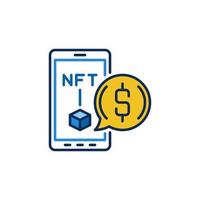 Smart-phone with NFT colored icon. Cryptocurrency  concept symbol vector