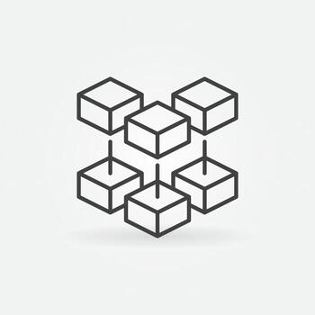 Blockchain outline vector concept minimal icon - Block Chain Technology sign