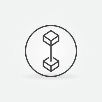 Pair of Blocks - Blockchain vector thin line round icon or symbol