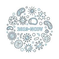 2019-NCOV vector concept blue round illustration in thin line style