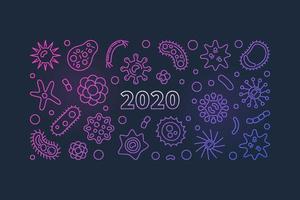 2020 - concepto de vector pandémico banner horizontal lineal de color
