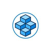 Blockchain vector concept blue round icon. Block chain with 4 Blocks in circle sign