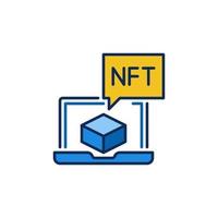 NFT in Speech Bubble and Laptop vector concept colored icon