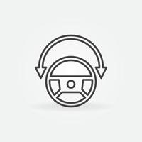 Arrow with Steering Wheel outline vector concept icon