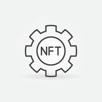 icono de vector lineal de engranaje nft. símbolo de rueda dentada de token no fungible