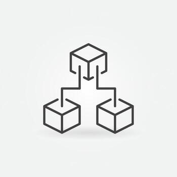 tres bloques de blockchain icono de línea de concepto vectorial. símbolo de cadena de bloques vector