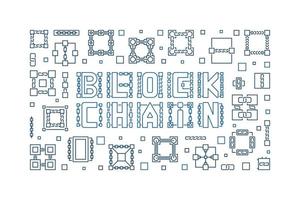 Block Chain vector linear horizontal illustration or banner