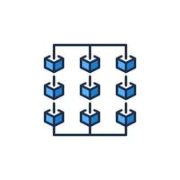 Blockchain Technology with 9 Blocks vector concept blue icon