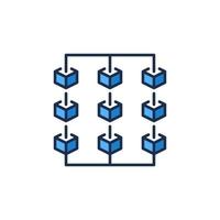 Blockchain Technology with 9 Blocks vector concept blue icon