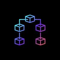 icono de color de vector de esquema de blockchain - signo creativo de tecnología de cadena de bloques