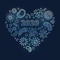 2020 pandemic vector outline blue Heart illustration