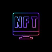 NFT on Computer Screen outline colored icon. Non-Fungible Token vector sign