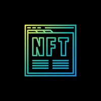 PC Browser with NFT line colored icon. Non-Fungible Token vector symbol