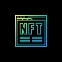 PC Browser with NFT line colored icon. Non-Fungible Token vector symbol