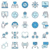 Vlogging and Personal branding colored vector icons collection