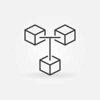 Blockchain outline vector concept icon. 3 Connected Blocks - Block-chain sign