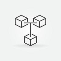 Blockchain outline vector concept icon. 3 Connected Blocks - Block-chain sign