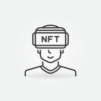 NFT VR vector concept line icon. Non fungible Token and Virtual Reality sign