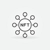 Non-Fungible Token with Circles vector line NFT Technology icon