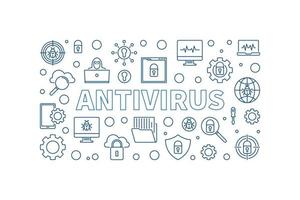 Antivirus vector concept outline simple horizontal illustration