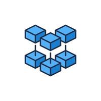 Blockchain vector concept blue icon - Block Chain Technology colored symbol