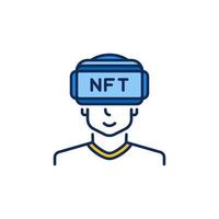 NFT VR vector concept colored icon. Man with Virtual Reality symbol