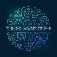 Video Marketing vector round colorful linear illustration