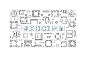 concepto de tecnología blockchain banner horizontal mínimo vector