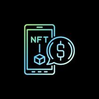 NFT and Smartphon outline colored icon. Non-Fungible Token vector line symbol