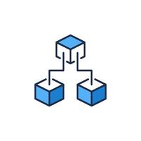 Three Blockchain Blocks vector concept blue icon or symbol