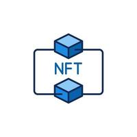 Two Blockchain Blocks with NFT vector concept colored icon