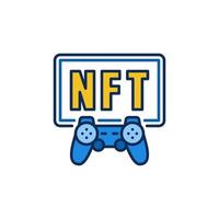 NFT with Joystick colored icon - vector Non-Fungible Gaming Token sign