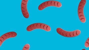 Grilled sausage hand drawn outline doodle seamless pattern. Vector sketch illustration of sausage for print, web, mobile and infographics isolated on white background