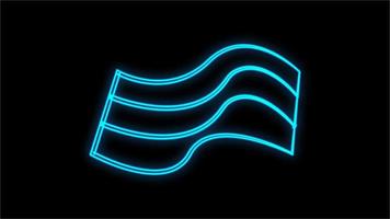 piece of bacon on a black background, vector illustration, neon. a piece of fried pork. meat with lard. neon sign in blue, bright illumination