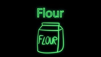 flour in a bag neon icon. Elements of Food set. Simple icon for websites, web design, mobile app, info graphics vector