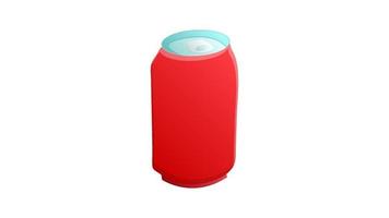 tin bottle on white background, vector illustration. bottle for drinks and lemonades. container for soda red. lemonade in a disposable package. harm to the environment